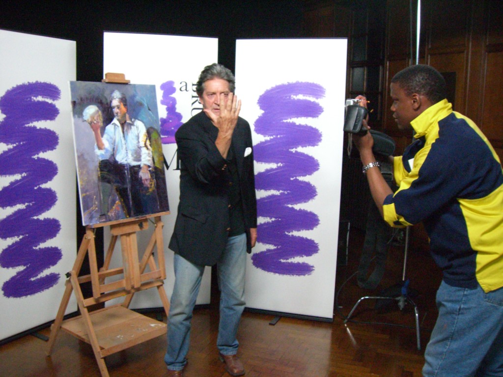 Winning The WILD CARD in London at ITV'S "Brush with Fame" with Patrick Mower and winning painting.